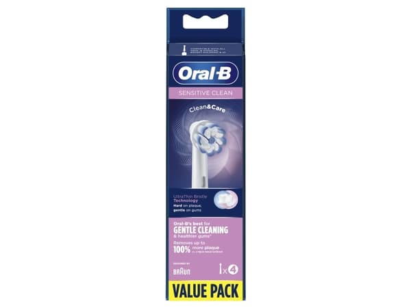 Oral-B Sensitive Clean Clean&amp;Care - Ekstra tandbørstehoved - til tandbørste - hvid (pakke med 4) - for iO Series 7; 8; 9; Pro 680; Pro 1; 2; 3; S