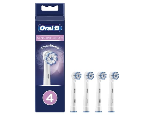 Oral-B Sensitive Clean Clean&amp;Care - Ekstra tandbørstehoved - til tandbørste - hvid (pakke med 4) - for iO Series 7; 8; 9; Pro 680; Pro 1; 2; 3; S