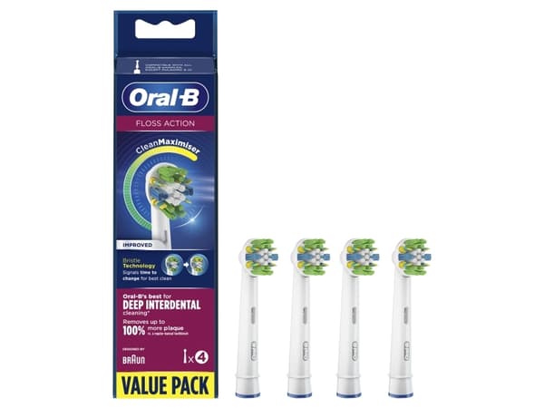 Oral-B FlossAction CleanMaximiser - Utskiftningsbørstehode - for tannbørste - hvit (en pakke 4) - for Pro 600 FlossAction, 700 FlossAction; Professio