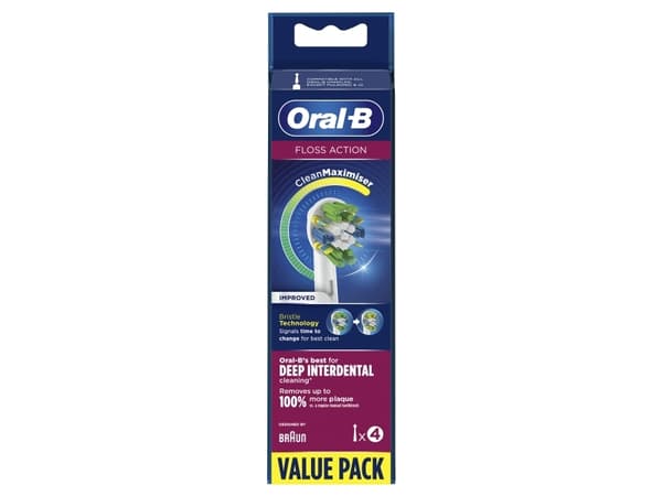 Oral-B FlossAction CleanMaximiser - Utskiftningsbørstehode - for tannbørste - hvit (en pakke 4) - for Pro 600 FlossAction, 700 FlossAction; Professio