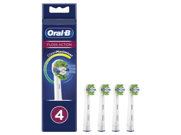 Oral-B FlossAction CleanMaximiser - Utskiftningsbørstehode - for tannbørste - hvit (en pakke 4) - for Pro 600 FlossAction, 700 FlossAction; Professio