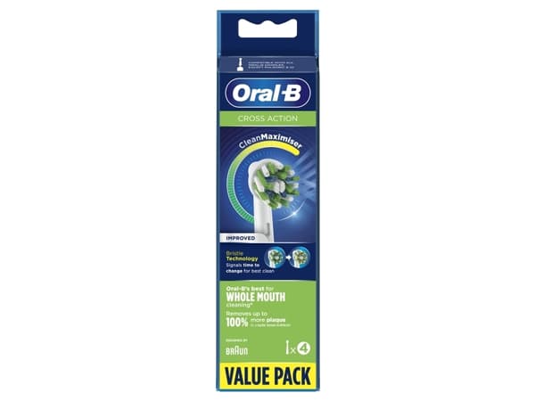 Oral-B Crossaction - Med Cleanmaximiser-teknologi - Børstehoder - Pakke med 4