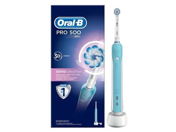 Oral-B PRO 500, Vuxen, Roterande och oscillerande tandborste, Turkos, Vit, 2 min, 30 sec, Batteri, Inbyggt batteri