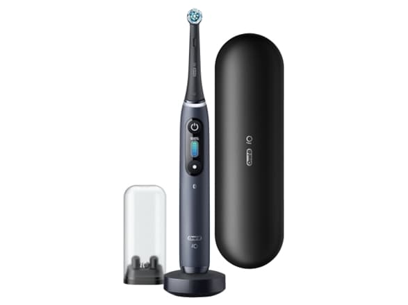 Braun Oral-B iO Series 8N oppladbar elektrisk tannbørste for voksne, antall børstehoder 1, antall børstemoduser 6, svart onyx (iO8 svart)