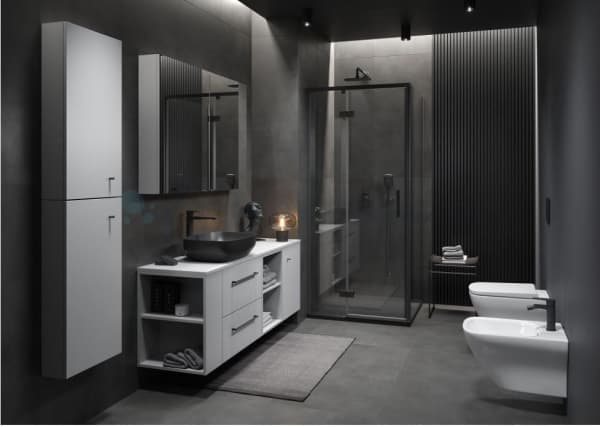 Cersanit S932-125 DUSJHUS HENGSLET DØR LARGA SORT 100X195 PR TRANS GLASS// KNC.DRZ-LARGA-100X195-TR-P-CZ