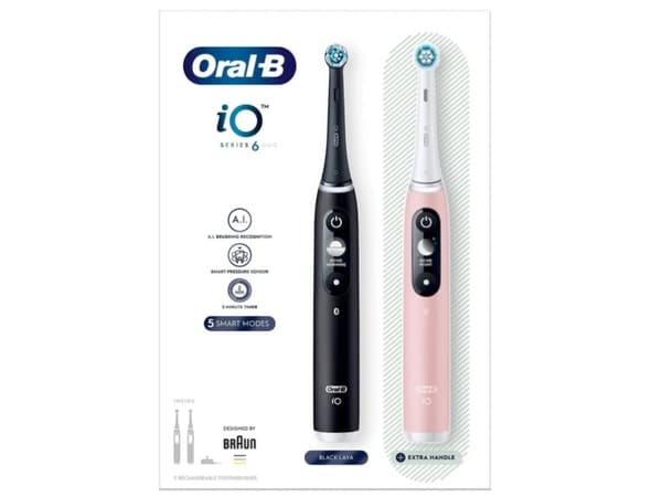Oral-B iO Series 6 DUO Sähköhammasharjasetti - Black Lava ja Pink Sand