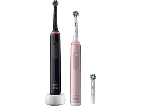 Oral-B Pro 3 3900N Gift Edition, Vuxen, Roterande och oscillerande tandborste, Daglig vård, Känslig, Tandblekning, Svart, Rosa, Batteri, Inbyggt batt
