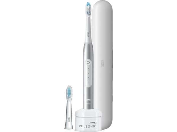 Oral-B Pulsonic Slim Luxe 4500, Vuxen, Ultraljudstandborste, Daglig vård, Känslig, Tandblekning, 62000 rörelser per minut, Platina, 2 min