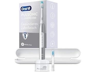 Oral-B Pulsonic Slim Luxe 4500, Vuxen, Ultraljudstandborste, Daglig vård, Känslig, Tandblekning, 62000 rörelser per minut, Platina, 2 min