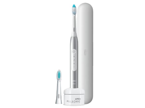 Oral-B Pulsonic Slim Luxe 4500, Vuxen, Ultraljudstandborste, Daglig vård, Känslig, Tandblekning, 62000 rörelser per minut, Platina, 2 min