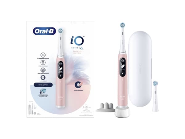 Oral-B iO 6S, Vuxen, Vibrerande tandborste, Daglig vård, Djuprengöring, Gum omsorg, Känslig, Tandblekning, Rosa, Vit, 2 min, Rosa, Vit