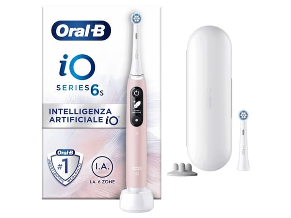 Oral-B iO 6S, Vuxen, Vibrerande tandborste, Daglig vård, Djuprengöring, Gum omsorg, Känslig, Tandblekning, Rosa, Vit, 2 min, Rosa, Vit