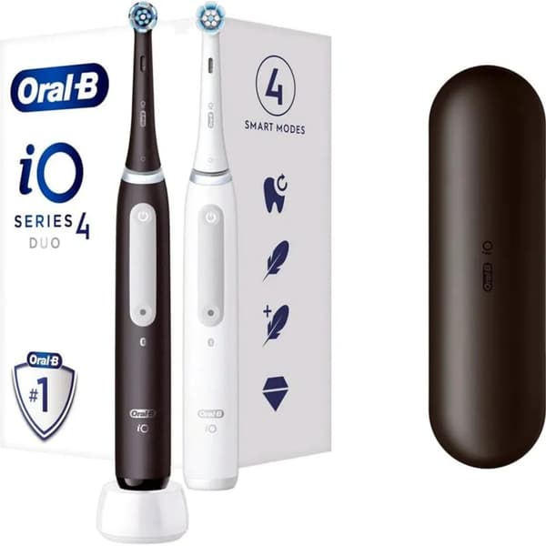 Oral-B iO Series 4 Duo elektriske tannbørster - svart og hvit