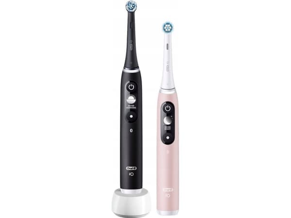 Oral-B iO Series 6 elektrisk tannbørste, dobbel pakke, svart/rosa