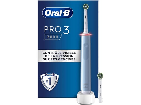 Oral-B Pro 3 3000 Cross, Vuxen, Roterande och oscillerande tandborste, Daglig vård, Känslig, Tandblekning, Blå, 2 min, Batteri