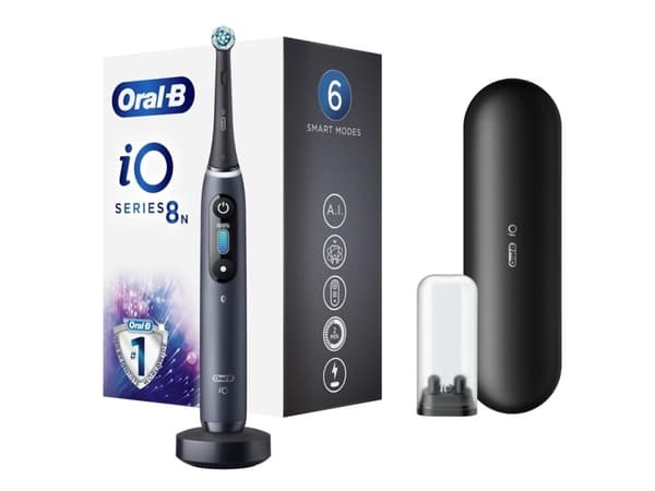 Braun Oral-B sähköhammasharja iO Series 8N ladattava, aikuisille, harjanpäiden määrä sisältää 1, hampaiden harjaustilojen määrä 6, Black Onyx (iO8 Bl