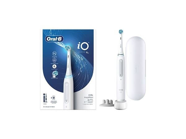 Oral-B iO 4S, Vuxen, Vibrerande tandborste, Daglig vård, Känslig, Super sensitive, Tandblekning, Vit, Rund, Batteri