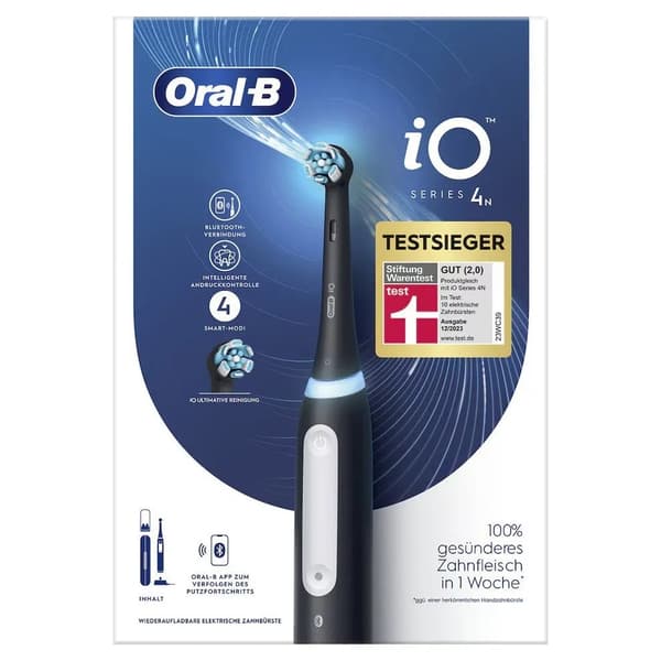 Oral-B iO 4 - Voksen - Roterende tannbørste - Daglig pleie - Sensitiv - Supersensitiv - for hvite tenner - Svart - Matt svart - Batteri (iO4 matt sva