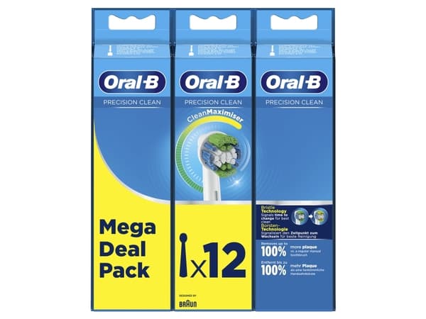 Oral-B Precision Clean CleanMaximiser - Utskiftningsbørstehode - for tannbørste - hvit (en pakke 12) - for ProfessionalCare 550 Precision Clean, 600