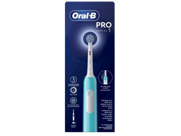 Oral-B Pro 1 Sensitive Clean, Aikuinen, Pyörivä/värähtelevä hammasharja, Päivittäinen käyttö, Herkkä, Valkaisu, 20000 liikettä minuutissa, Sininen, 8