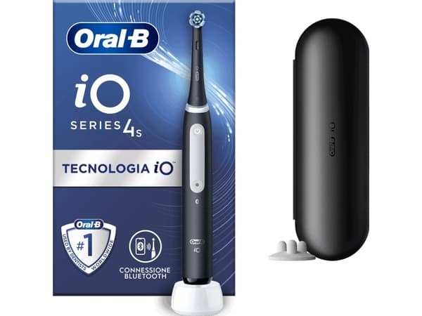 Oral-B iO 4S, Vuxen, Vibrerande tandborste, Daglig vård, Känslig, Super sensitive, Tandblekning, Svart, Rund, Batteri