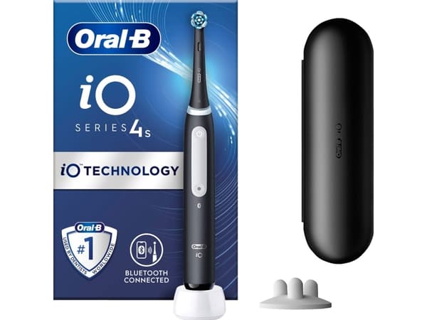 Oral-B iO 4S, Vuxen, Vibrerande tandborste, Daglig vård, Känslig, Super sensitive, Tandblekning, Svart, Rund, Batteri