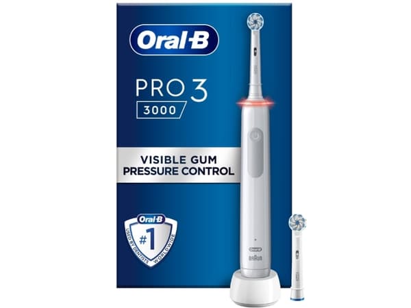 Oral-B Pro Sensitive Clean Pro 3, Aikuinen, Pyörivä/värähtelevä hammasharja, Päivittäinen käyttö, Herkkä, Valkaisu, Valkoinen, 4 x 30 s, Sensitive Wh