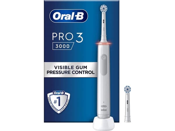 Oral-B Pro Sensitive Clean Pro 3, Aikuinen, Pyörivä/värähtelevä hammasharja, Päivittäinen käyttö, Herkkä, Valkaisu, Valkoinen, 4 x 30 s, Sensitive Wh
