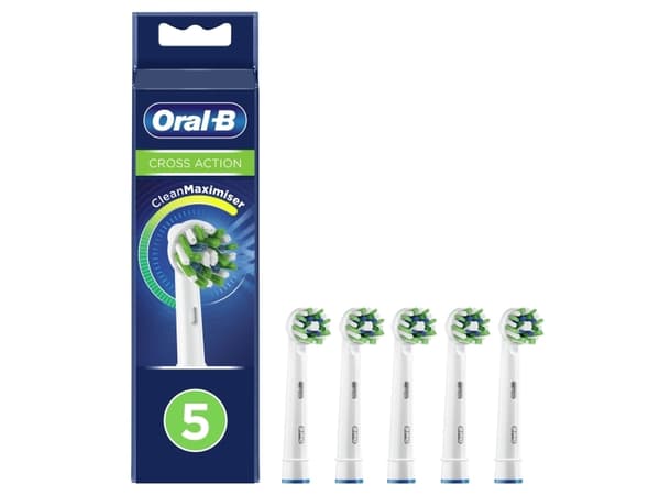 Oral-B CrossAction CleanMaximiser - Extra tandborsthuvud - till tandborste - vit (paket om 5) - för Pro 2000, 2500, 4000, 4500, 600, 650, 700, 7000