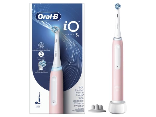 Oral-B iO 8006540730843, Adult, Vibrating toothbrush, Deep clean, Soft, Whitening, Pink, White, Pink, Round
