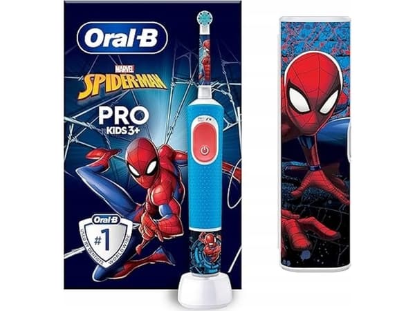 Oral-B Vitality Pro Kids Spiderman, Lapsi, Pyörivä/värähtelevä hammasharja, Päivittäinen käyttö, Herkkä, Super sensitive, Sininen, Punainen, 7800 lii