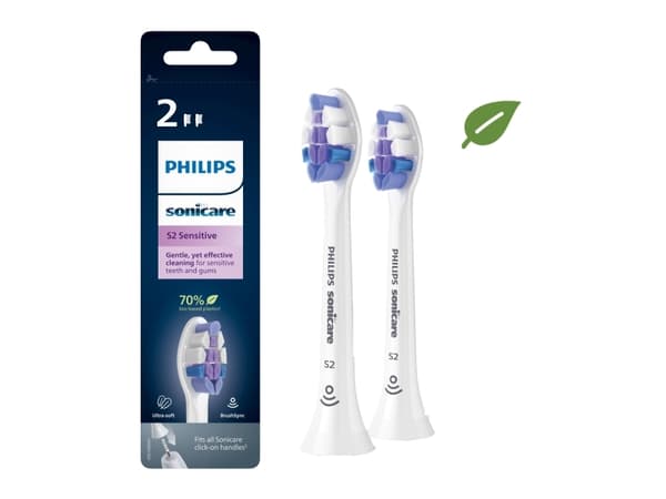 Philips Sonicare S2 Sensitive HX6052 - Extra tandborsthuvud - till tandborste - vit (paket om 2)