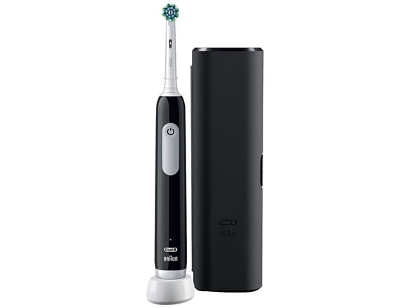 Oral-B Pro 1 Cross Action, Vuxen, Roterande och oscillerande tandborste, Daglig vård, Känslig, Tandblekning, Svart, 4 x 30 sec, Black Onyx