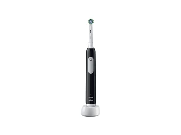 Oral-B Pro 1 Cross Action, Vuxen, Roterande och oscillerande tandborste, Daglig vård, Känslig, Tandblekning, Svart, 4 x 30 sec, Black Onyx