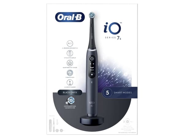 Oral-B iO 7S, Aikuinen, Värisevä hammasharja, Päivittäinen käyttö, Syväpuhdistus, Ienhoito, Herkkä, Valkaisu, Musta, 2 min, Musta