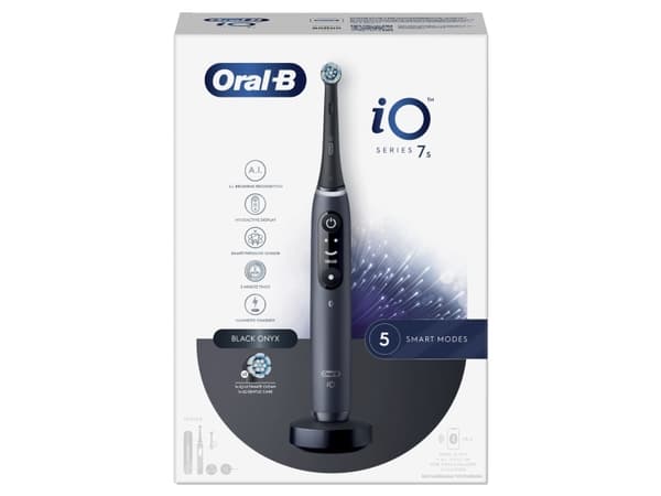 Oral-B iO 7S, Aikuinen, Värisevä hammasharja, Päivittäinen käyttö, Syväpuhdistus, Ienhoito, Herkkä, Valkaisu, Musta, 2 min, Musta