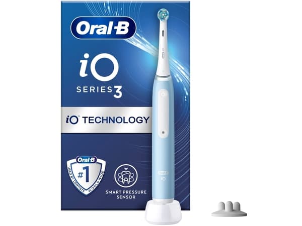 Oral-B iO 3, Voksen, Vibrerende tannbørste, Grundig rens, Soft (myk), Whitening, Lyseblå, Rund, Batteri