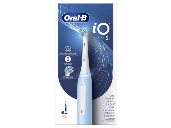 Oral-B iO 3, Voksen, Vibrerende tannbørste, Grundig rens, Soft (myk), Whitening, Lyseblå, Rund, Batteri