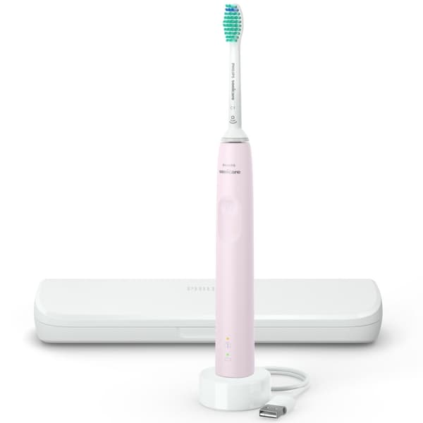 Philips Elektrisk tannbørste rosa + reiseveske HX3673/11