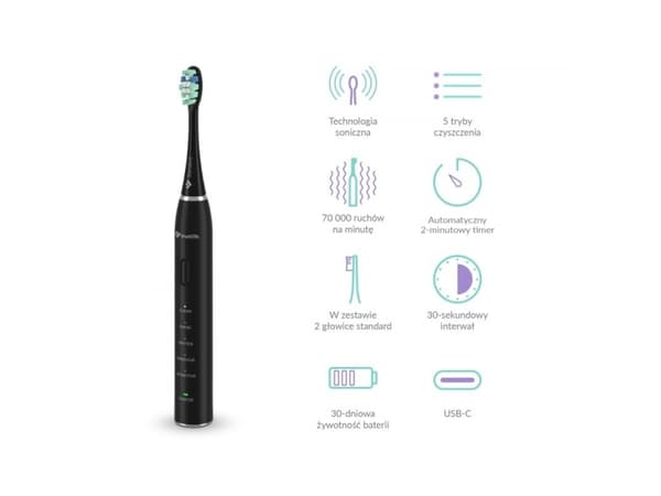 TrueLife SonicBrush Clean30 svart elektrisk tandborste för vuxna