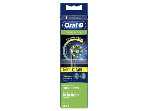 Oral-B CrossAction CleanMaximiser - Ylimääräinen hammasharjan pää - hammasharjalle - musta (5 kpl pakkaus) - Pro 2000, 2500, 4000, 4500, 600, 650, 70