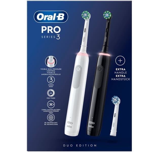 Oral B Elektrisk tannbørste Pro3 Duo Svart / Hvit