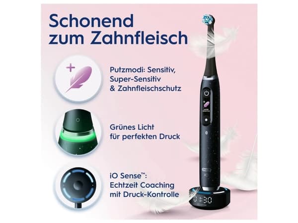 Oral-B iO iO10, Vuxen, Roterande tandborste, Daglig vård, Gum omsorg, Intense, Känslig, Super sensitive, Tongue care, Tandblekning, Svart, Cosmic Bla