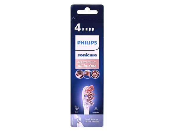 Philips A3 Premium All-in-One HX9094/10 4x soniske tannbørstehoder - Hvit, 4 stykker, Hvit, 3 måned(er), Medium, Philips, 2 Series Plaque Control, 2