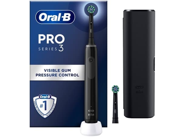 Oral-B Pro 3 3500, Vuxen, Roterande tandborste, Daglig vård, Känslig, Tandblekning, Svart, 2 min, 4 x 30 sec, Svart