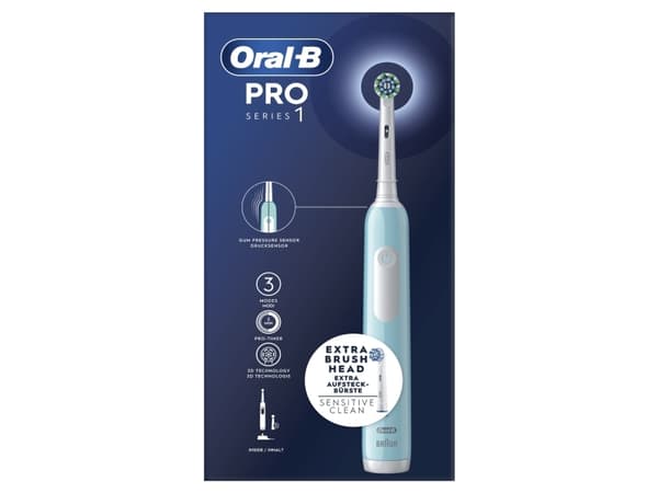 Oral-B Pro Series 1, Aikuinen, Värisevä hammasharja, Sininen, Valkoinen, 2 min, Sininen, Pyöreä
