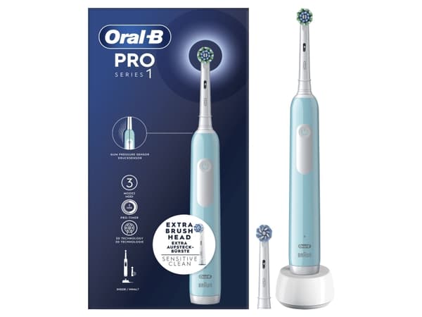 Oral-B Pro Series 1, Aikuinen, Värisevä hammasharja, Sininen, Valkoinen, 2 min, Sininen, Pyöreä