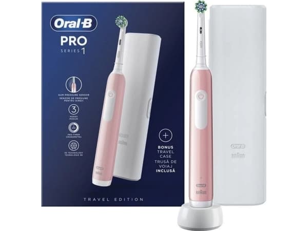 Oral-B | Pro Series 1 Cross Action | Elektrisk tannbørste | Lader | For voksne | Rosa | Antall børster inkludert i hodet er 1 | Antall tenner børstem