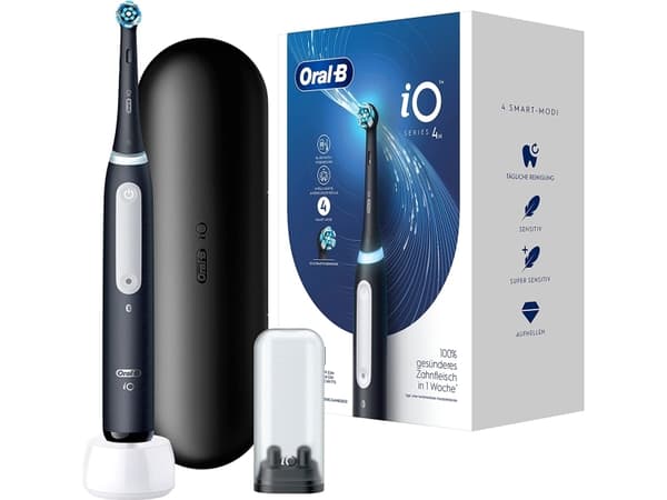 Oral-B iO 4, Vuxen, Roterande tandborste, Daglig vård, Känslig, Super sensitive, Tandblekning, Svart, Matte Black, Batteri