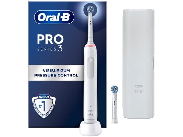 Oral-B Pro 3 3500, Vuxen, Roterande tandborste, Vit, Batteri, 1 styck